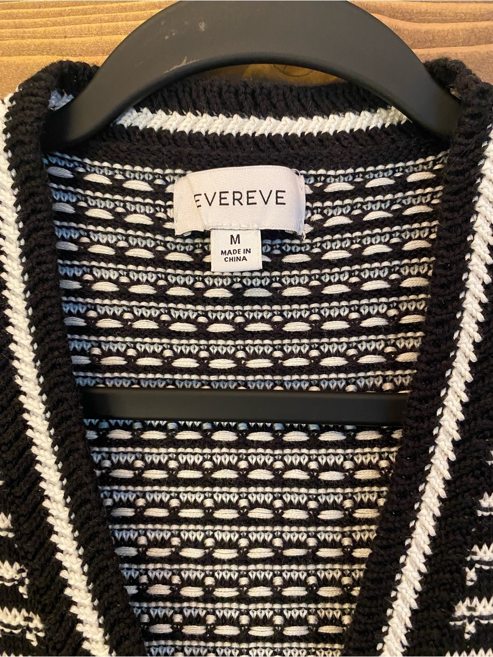 Evereve Black & White Open Knit Sweater Vest Medium Cotton Modal Button Front - Picture 5 of 9